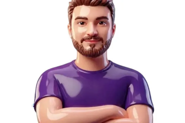 Illustrated avatar of Tyler Sehr: short hair, a beard and a purple tee, arms crossed.